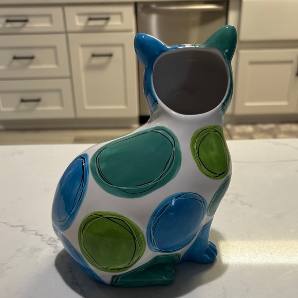 GANZ Blue and Green Ceramic Cat Figurine - Picture 3 of 5